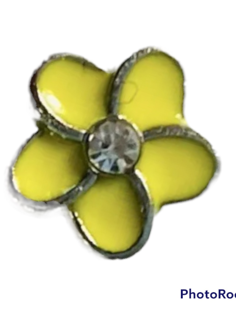 Origami Owl Yellow Enamel Flower Charm with Clear Crystal Center
